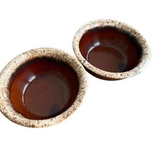 Two Vintage Hull Brown Drip Gla3 Oven Safe Bowls USA